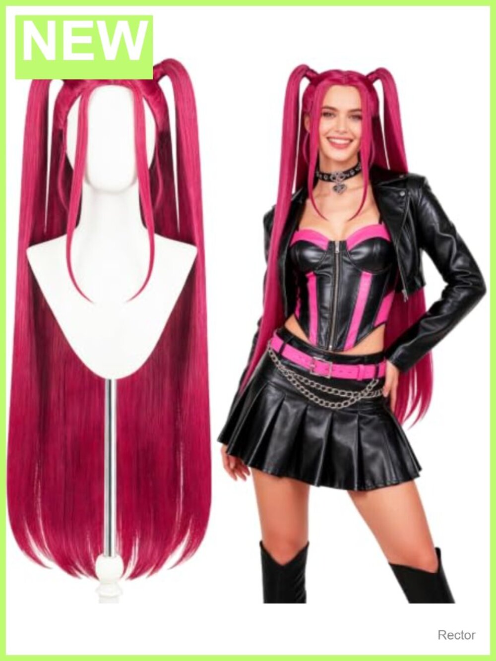 Long Straight Synthetic Wig with 2 Ponytails for Cosplay Anime Conventions